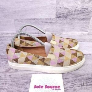Saira Shearwater Slip on Sneaker Geometric Triangle Print Purple Brown sz 40 10
